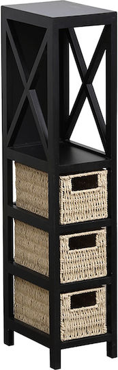 Eurocasa Floor Bathroom Shelf Wooden with 4 Shelves 17x24x82cm Black