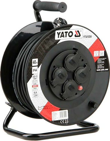 Yato Waterproof Extension Reel Cord 3 x 1.5mm²/40m Black