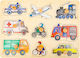 Wooden Kids Peg Puzzle Vehicles 9pcs Small Foot