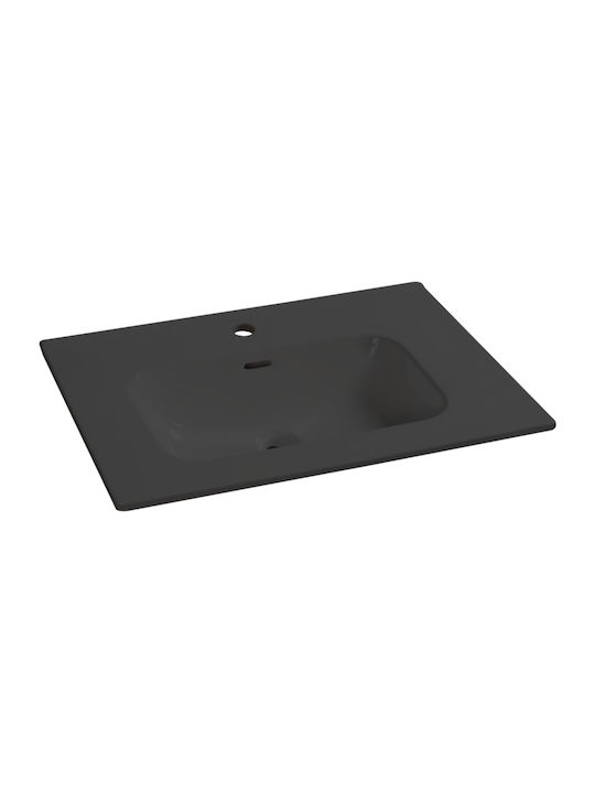 Vinci F452220 Ένθετος Νιπτήρας Πορσελάνης 75.5x46cm Μαύρος