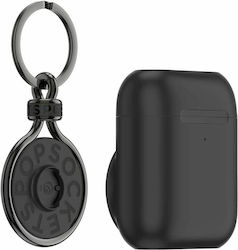 PopSockets PopGrip Gunmetal Chain Halterung in Schwarz Farbe für Apple AirPods 1 / AirPods 2