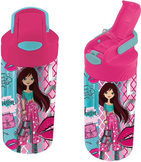 Graffiti Fashion Girl Kids Water Bottle Harry Potter Stainless Steel with Straw Pink 500ml