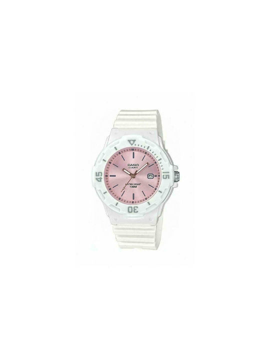 Casio Standard Watch with White Rubber Strap