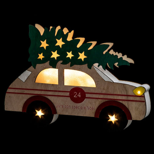 Atmosphera Beleuchtete Weihnachtsfigur aus Holz Auto Rote 35x35x4cm Fr Car Tree