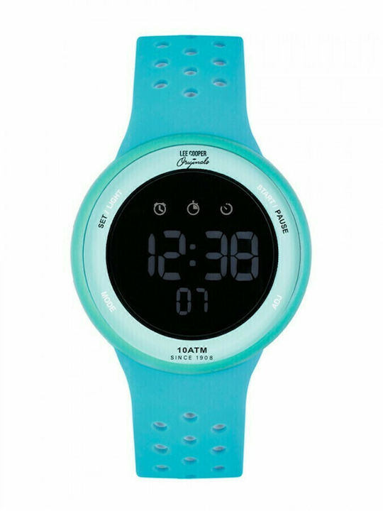 Lee Cooper Kinder-Digitaluhr mit Kautschuk/Plastikarmband Hellblau