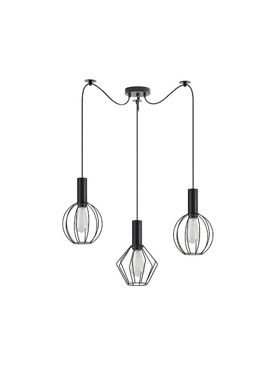 Home Lighting Pendant Light Three-Light for Socket E27 Black