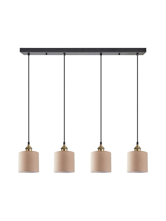 Home Lighting Pendant Suspension Rail for 4 Bulbs E27 Beige