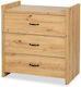 Amelia Baby Dresser with 3 Drawers Beige 84x46x87cm