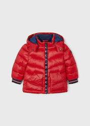 Mayoral Kids Quilted Jacket short Double Sided Hooded Red