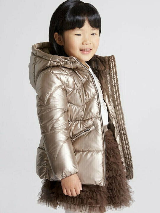 Kids' Quilted Jacket Short with Hood Gold Ecofriends