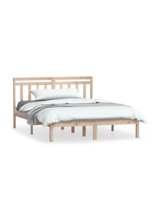 Κρεβάτι Διπλό από Μασίφ Ξύλο με Τάβλες για Στρώμα 150x200cm