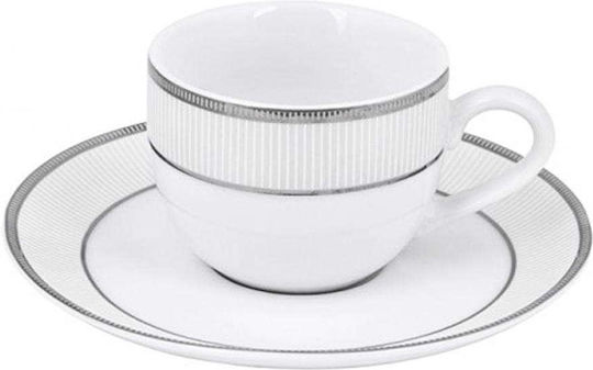 Oriana Ferelli Classic Stripes Σετ Φλιτζάνια Καφέ από Πορσελάνη Λευκά 90ml 6τμχ