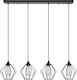 Home Lighting Pendant Chandelier Rail for 4 Bulbs E27 Black