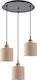 Home Lighting Pendant Light Three-Light for Socket E27 Brown