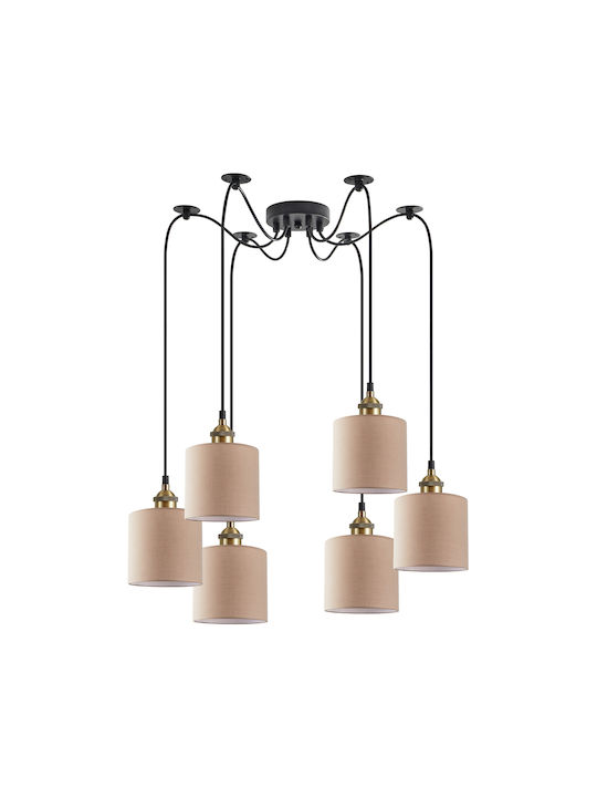 Home Lighting Μοντέρνο Κρεμαστό Φωτιστικό Πολύφωτο για 6 Λαμπτήρες E27 σε Μπεζ Χρώμα