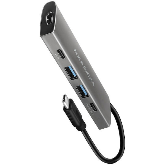 Axagon HMC-5G2 USB-C Docking Station mit HDMI 4K PD Silber