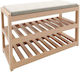 Tarrot Wooden Shoe Organizer with 2 Shelves Beige 70x28x42cm