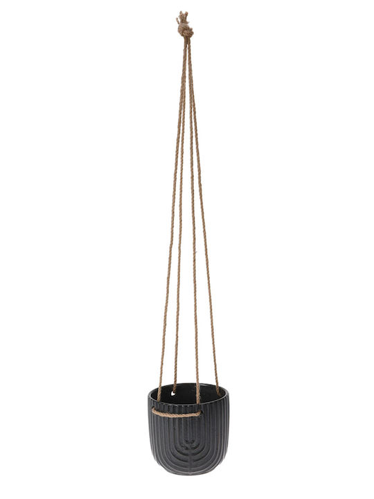 Hängend Übertopf Keramik Schwarz 12.2x12.2x11εκ.