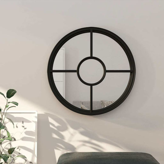 vidaXL Wandspiegel mit Schwarz Metallisch Rahmen Durchmesser 60cm 1Stück