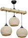 Pakketo PWL-1120 Hängelampe Dreilicht mit Seil für Fassung E27 Beige