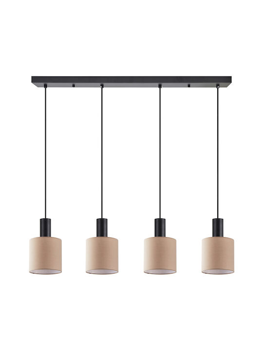 Home Lighting Pendant Suspension Rail for 4 Bulbs E27 Brown