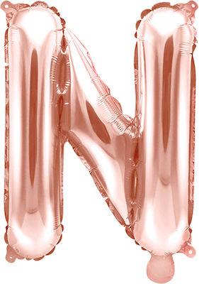 Letter N Foil Balloon Pink Gold, 35cm, 1 pc.