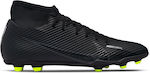 Nike Mercurial Superfly 9 Club DJ5961-001 Ποδοσφαιρικά Παπούτσια με Τάπες FG Black / Dark Smoke Grey / Summit White / Volt