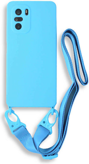 Bodycell Back Cover Σιλικόνης με Λουράκι Light Blue (Poco F3 / Mi 11i)