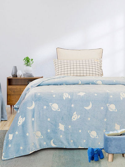 Sunshine Blanket Fleece Space Glowing Light Blue 160x220cm