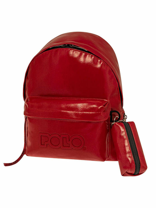 Polo Vinyl School Bag Backpack Kindergarten in Red color 7lt 2022