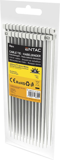 Entac Δεματικά Καλωδίων Πλαστικά 450mmx7.6mm σε Λευκό χρώμα (50τμχ) (ECT-7.6-450-W)