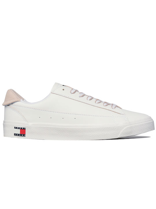 Tommy Hilfiger Varsity Leather Trainers Γυναικεία Sneakers Λευκά