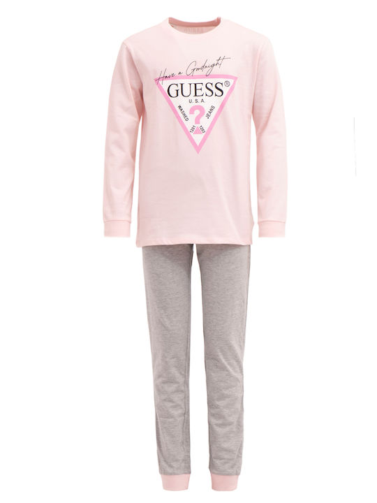 Guess Set Top & Bottom Kids Winter Pyjamas Pink