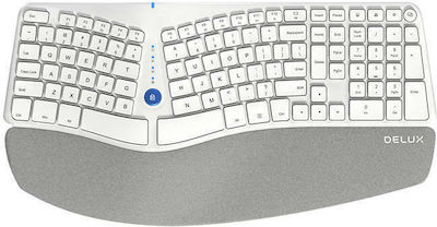 Delux Ergonomic GM901D Wireless Bluetooth Keyboard Only English US White