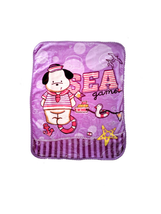Decobebe Одеяло Детско легло Sea Game Велур Лил...