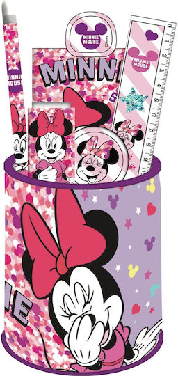 Gim Minnie Παιδικό Σετ Γραφικής Ύλης με Μολύβι, Ξύστρα, Γόμα, Σημειωματάριο, Χάρακα και Μολυβοθήκη 7τμχ