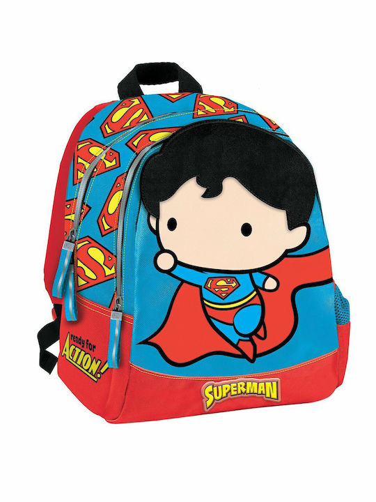 Graffiti Superman School Bag Backpack Kindergarten in Light Blue color