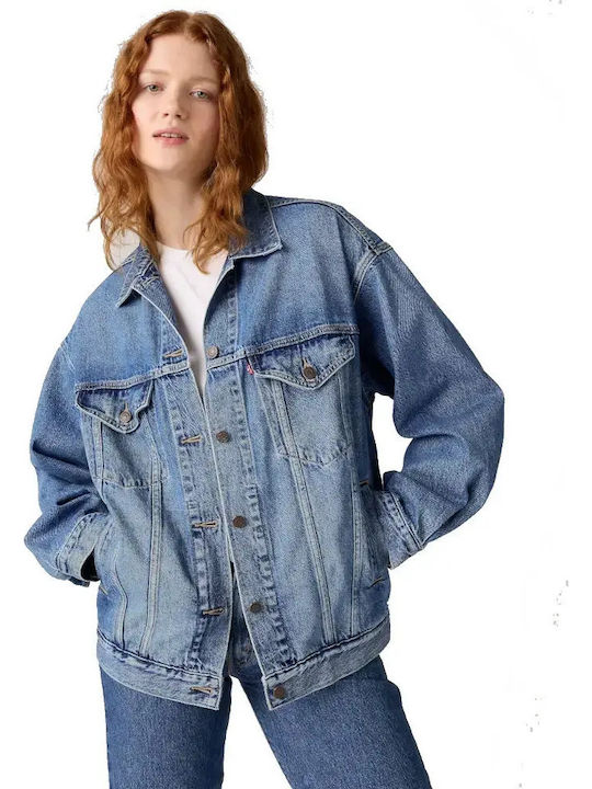 90's Trucker Κοντό Γυναικείο Τζιν Μπουφάν Μπλε
