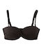 Crool Padded Bikini Bra with Detachable Straps Black