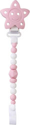 Saro Clip Pacifier Little Stars with Beads made of Silicone Pink