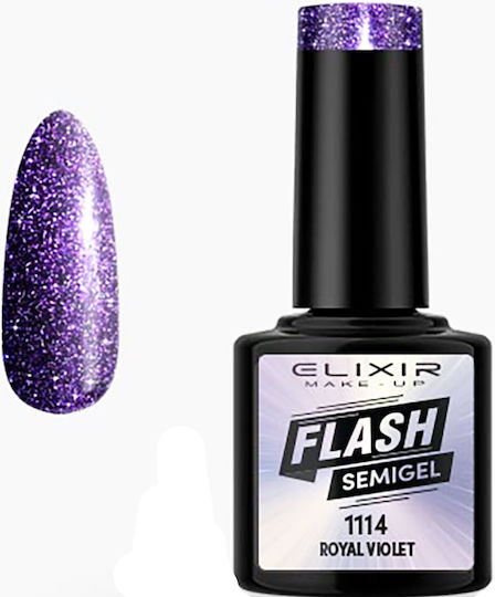 Elixir Flash Semi Gel Хибриден Лак за Нокти 1114 Royal Violet 8мл 1бр