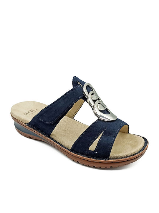 Anatomic Women's Leather Platform Wedge Sandals Blue