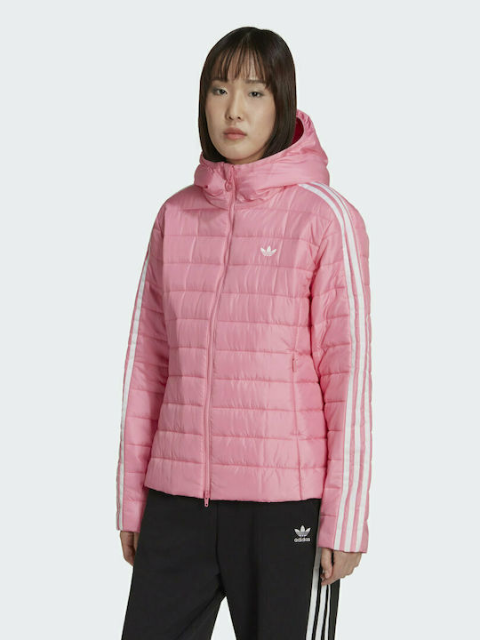 Adidas Premium Κοντό Γυναικείο Puffer Μπουφάν Bliss Pink