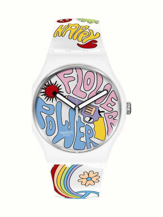 Swatch Power Of Peace Мъжки Часовник 41мм На Батерия С Каучукова Каишка
