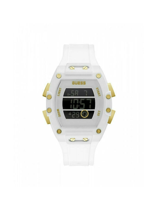 Guess Watch Chronograph Battery with White Rubber Strap