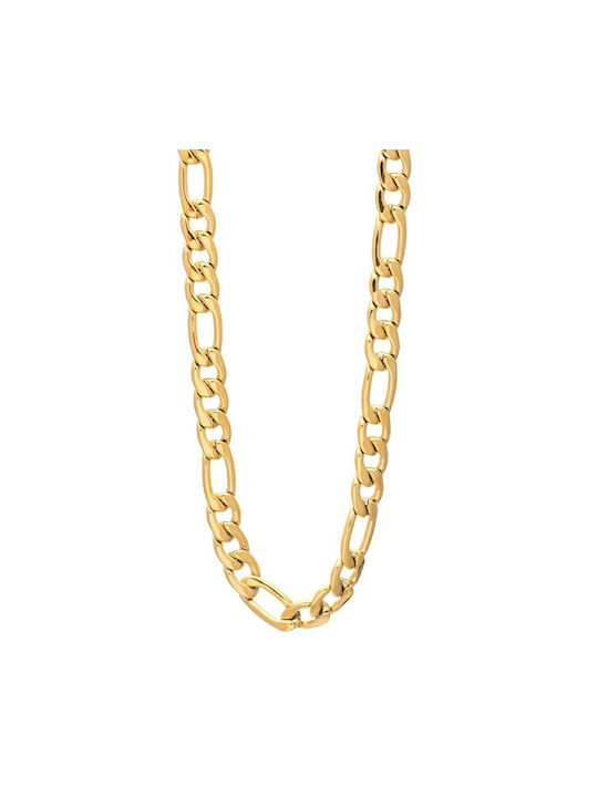 Visetti Chain Neck made of Steel Gold-Plated Thick Thickness 6mm and Length 60cm