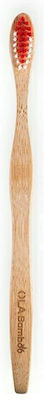 Ola Bamboo Toothbrush Adult Periuță de dinți Soft Beige / Red 1buc