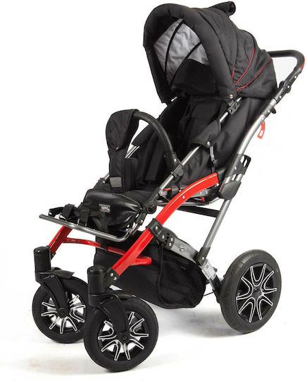 Akces-Med Hippo+ Kinder Rollstuhl Klappbar Besondere Art Größe 2 20cm Graues / Rotes