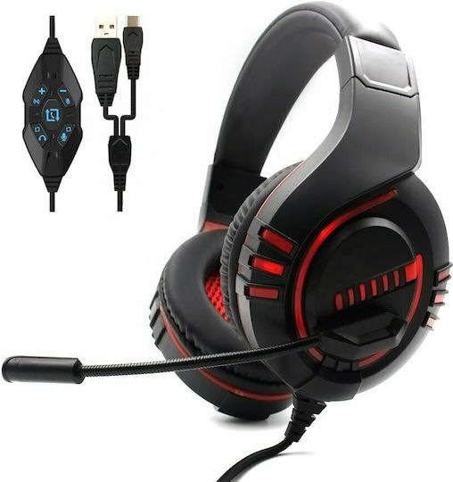 Komc M4 Over Ear Gaming Headset με σύνδεση USB Κόκκινο