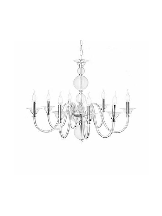 Ondaluce Candelabru 8xE14 Ø87cm cu Lumânări Argint Lp.Tebe/8-Cr